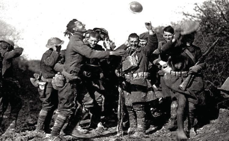 Armistice announced on the front lines. Floyd Killough Collection