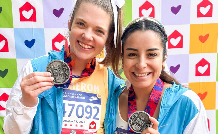On Sunday, Oct. 12, Cameron Warren, left, and Veronica Garcia ran the 2025 Bank of America Chicago Marathon with Team Ronald McDonald House Charity. The running duo completed their first Abbott Major World Marathon, with Warren running a 4:11:26 and Garcia finishing with a time of 4:12:12, just below the average woman’s time according to race statistics since 2000. Carrie Warren