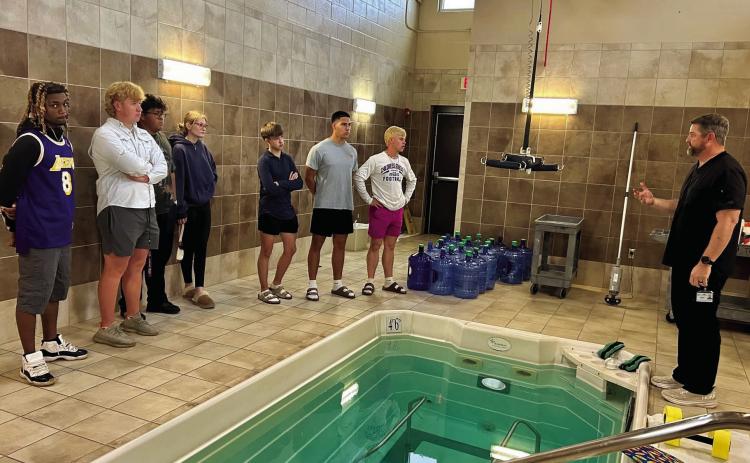 Childress High School kinesiology students take a tour of Childress Regional Medical Center’s (CRMC) physical therapy unity, gaining insight into the medical field. Childress High School