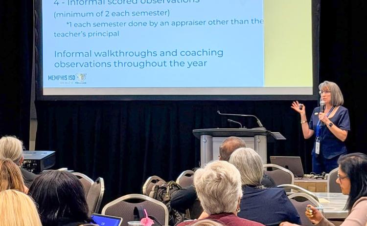 Memphis Independent School District (ISD) Superintendent William Alexander and Director of Curriculum and Instruction Leigh Ann Hawthorne recently presented to educators from across the state at the Teacher Incentive Allotment (TIA) conference in San Antonio. Memphis ISD, the first district in the Texas Panhandle to be approved for incentive pay, awarded 30 designated teacher a total of $649,203 this summer. MEMPHIS ISD
