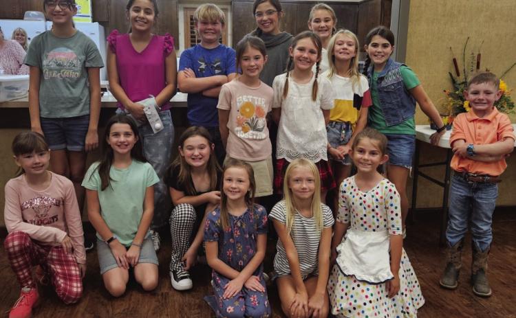 Collingsworth County 4-H youth culminate the 2023 Food and Nutrition Project with the local food show Monday, Oct. 2. Front row, from left: Claire Mock, Nora Downing, Presley Kemp, Kaizley Byers, Cora Henard, Jenna Faulks. Middle row, from left: Peyton Roberson, Raylie Sims, Calleigh Henard, Quinn Roberson, Braxton Sims. Back row, from left: Emma Zaragoza, Hazel Estrada, Barrett Wiebe, Brylnn Kemp, Ava Kate Inman. Courtesy Photo