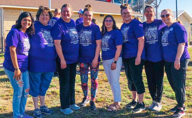 Wellington Professional Women (WPW) conduct the 2023 Bubble Run and raise over $10,000 for Hearts United Give Support (HUGS), the local cancer support organization. From left: Becky Reyes, Candy Powell, Carrie Martinez, Linda Duke, Cassandra Schuler, Holly Statham, Becky Lampe, Natasha Mixon. The Red River Sun/Bev Odom