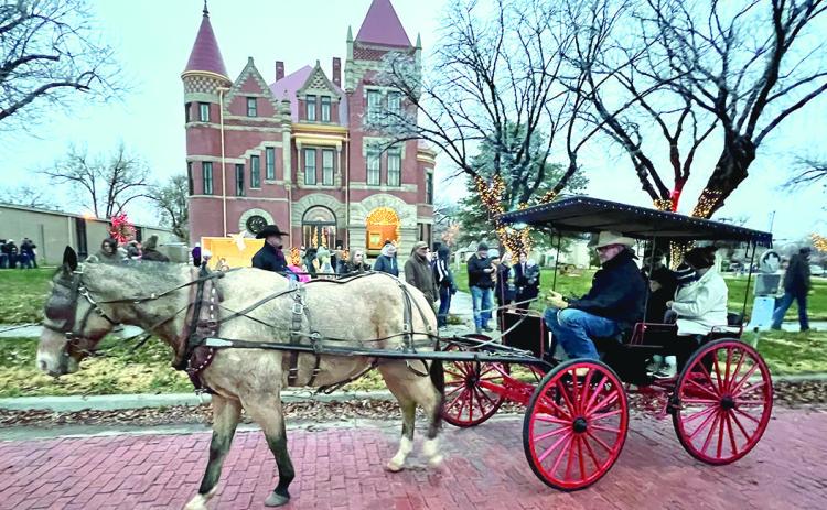 Organized by a group of volunteer elves and supported with promotional efforts through the Clarendon Chamber of Commerce and Economic Development Corporation, carriage rides will once again be part of Donley County’s Small Town Christmas occasion this Saturday, Nov. 30. Photo Courtesy of The Clarendon Enterprise