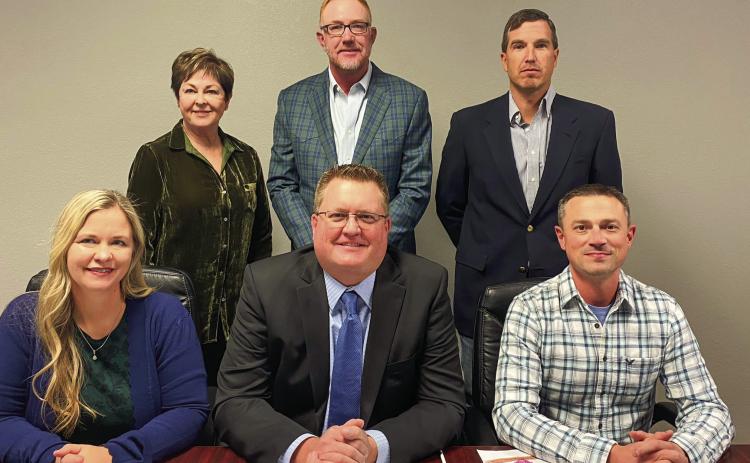 The Childress Independent School District (ISD) School Board, including back row, from left, Carol Freeman, Jay Teague and Vice President Leslie Bruce, and front row, from left, Secretary Lori Rabe, President Doug Daniel and Eric Green, celebrates School Board Appreciation Month. Not pictured is Matt Stone. Childress ISD