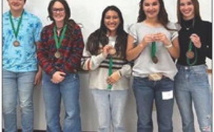 Members of the Collingsworth County 4-H Plant ID teams did well at District 1 Roundup on Thursday, April 20 in Canyon, noted Collingsworth County Extension Agent Kenny Patterson. The Senior team, consisting of Dixon Dugan, left, Kenady Skelton, Christell Melendez, Emma Flores and Charlee Bodine, placed third. Flores excelled as fourth high individual. Courtesy Photos