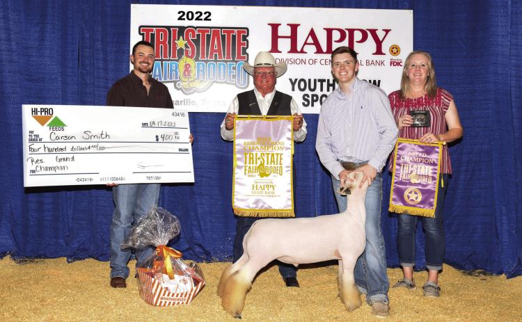 Memphis’ Carson Smith takes Reserve Grand Champion during the Youth Lamb Show Sunday, Sept. 18 with his Southdown lamb. Photo Courtesy of Tri-State Fair and Rodeo