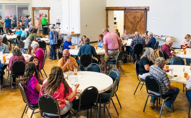 Citizens of Wellington converged on the shared space of the Senior Community Café and Wellington Senior Citizens Center for the Collingsworth County Home Delivered Meals (HDM) chicken fried steak fundraiser luncheon from 11:30 a.m.-1 p.m. Sunday, Aug. 24. The Red River Sun/Bev Odom