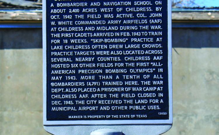 A Texas Historical Commission marker is unveiled at the Childress Army Airfield Friday, Jan. 17. The Red River Sun/Elizabeth Tanner