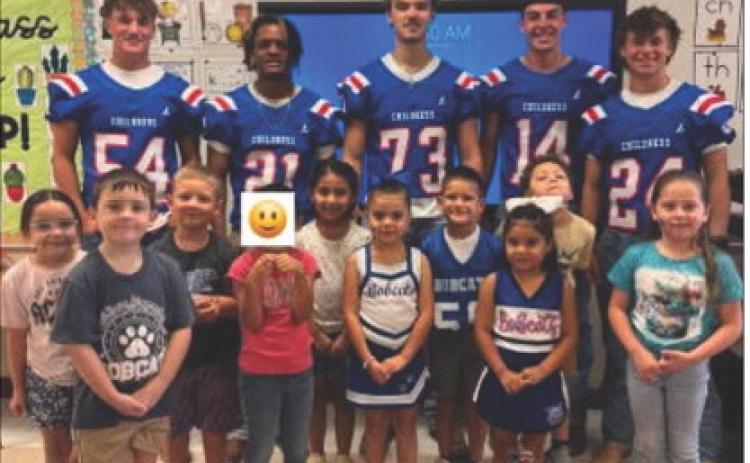 Bobcat football players visited and connected with elementary students August 28. CHILDRESS ELEMENTARY