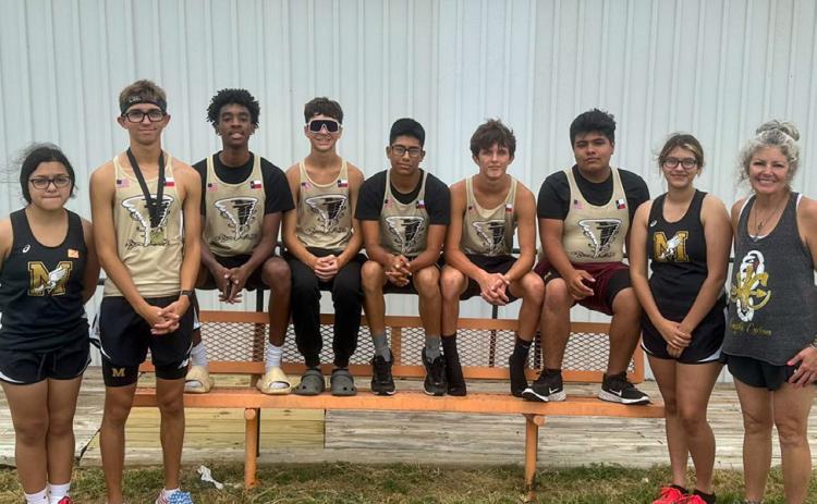 The Memphis Junior High and Memphis High School cross country teams compete in the 19th Annual Rattlesnake Run, held Saturday, Aug. 26 in Guymon, Okla. From left: Aubrey Castillo, Ryder Robison, Braedon Bond, Kyler Robison, Aldo Soto, Nathan Perkins, Kaleb Zuniga, Briesy Cantu, Coach Michelle Branigan. Courtesy Photos