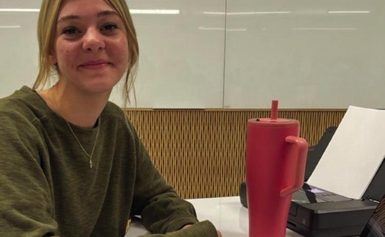 Wellington High School junior Jaci Porter takes her seat to compete in Ready Writing at the UIL State Academic Meet at the University of Texas in Austin Wednesday morning, May 15. Accompanied by Karoline Ashmore, Porter placed eighth. Courtesy Photo