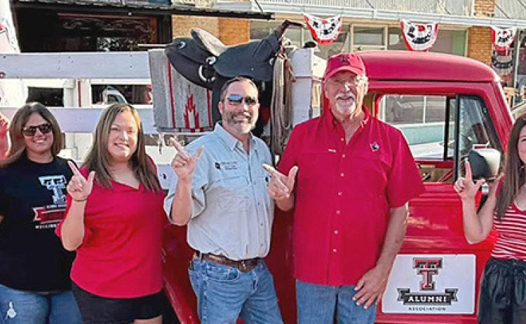 The Texas Tech Alumni Association - Wellington Chapter Board of Directors show their support of the students. From left, Kendra Hedrick, Vice President Tate Baumgardner, Taylor Allred, Landey Waters, Colby Anderson, Drew Taylor, Joe Baumgardner, President Alison Strickland and Secretary/Treasurer Mark Lemons.