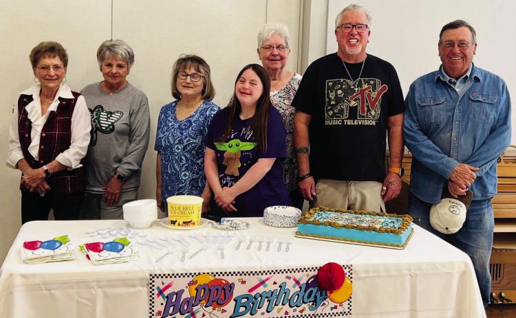 March birthday celebrants at Wellington Senior Citizen Center on Wednesday, March 12 include, from left, Genevieve Patterson, Sandra Nunnelley, Charlotte Martin, Grace Downing, Becky Haralson, Darl Eigenmann and Johnny Holton. Wellington Senior Citizens Center