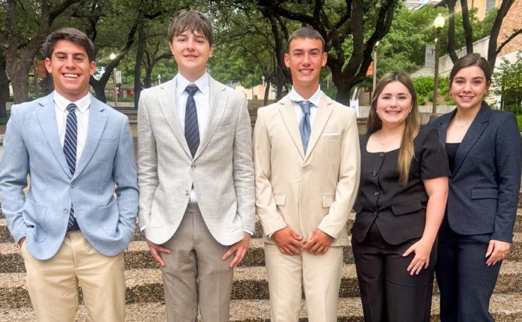 The Wellington High School Current Issues and Events team of Noah Cantu, Dixon Dugan, Lawson Inman, Ava Peters and Treylea Wiebe takes a fifth-place finish at the recent UIL State Academic Meet in Austin. WELLINGTON HIGH SCHOOL