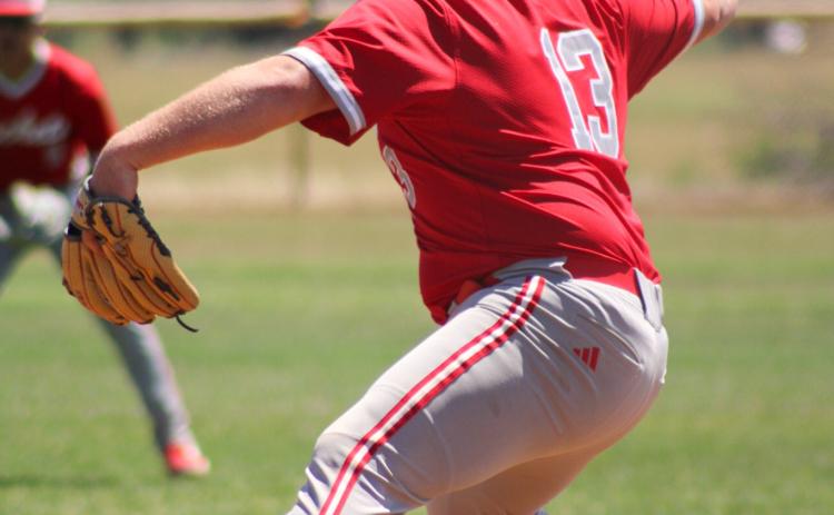 Wellington’s Hunter Hedrick takes the mound against Lockney Saturday, April 18 in Wellington. SHAUNA SALINAS/THE RED RIVER SUN