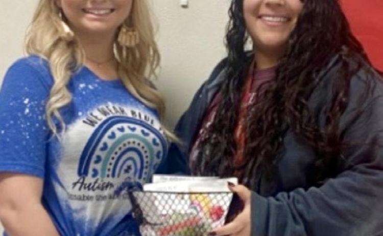 From left: Bailey Bradley, Childress Elementary School (CES) special education paraprofessional Tiffany Saucedo. Not pictured is CES special education teacher Berry Holman.