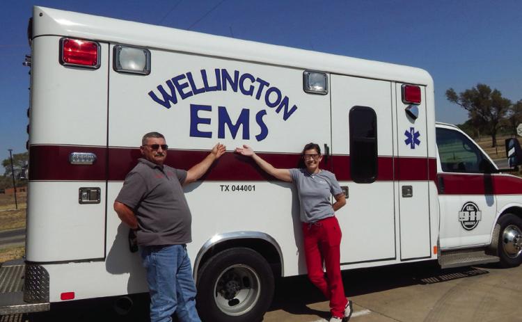 Wellington Emergency Medical Services Administrator Farris Nation, left, and Assistant Administrator Samantha Blacksher display the ambulance module that will be remounted on a new 2025 Ford E-450 chassis procured with an Extraordinary Emergency Fund (EEF) grant. The Red River Sun/Bev Odom