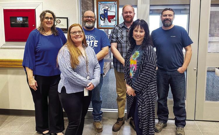 Texas Department of Transportation Childress District Headquarters employees wear blue as part of the Department of Homeland Security’s Blue Campaign to raise awareness about human trafficking Thursday, Jan. 9. Photo Courtesy of TxDOT Childress District