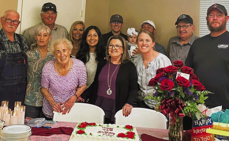 Betty Harman-Payton celebrates her 98th birthday Saturday, Sept. 30, welcoming friends and family to a Mexican pile-on meal served with cake. Happy birthday, Betty! Courtesy Photo