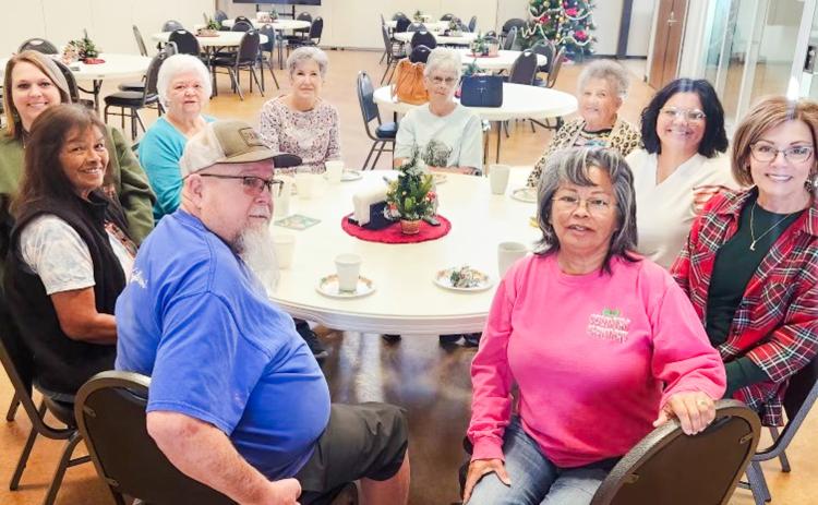 A Christmas thank-you brunch honors Collingsworth County Home Delivered Meal program volunteers. Clockwise, from left: David Lambert, Lupe Martinez, Natasha Mixon, Alta Porter, Peggy Neeley, Brenda Barton, Fraya Hammons, Megan Rodriguez, Linda Duke and Eva Hamby. Collingsworth County Home Delivered Meals