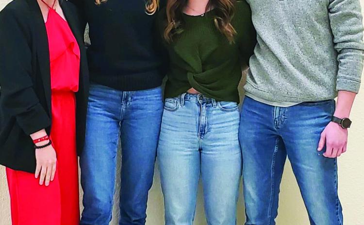 Childress Rotary Club recently welcomes Students of the Month and Childress High School seniors Tori Huddleston, left, Adah Henderson, Jena Preston and Darren Pratt. Photo Courtesy of Childress Rotary Club