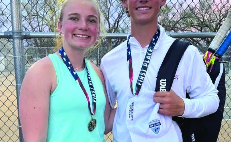 Oakley Folk, left, Lawson Inman, First Place, Mixed Doubles Wellington High School