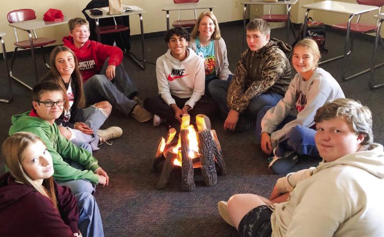 Clockwise, from left: Chloe Peters, Keylen Jeffrey, Claire Kane, Barrett Wiebe, Angel Segovia, Webb, Kane Waters, Ava Kate Inman and Caleb Colson.