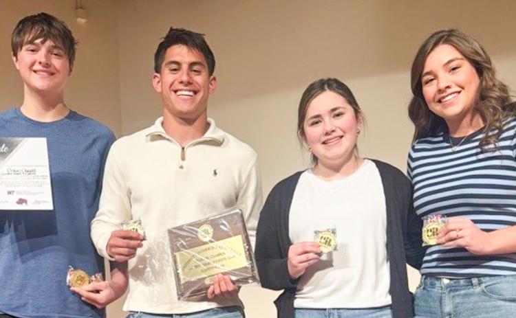 The Current Events and Issues team of Wellington High School (WHS) earns the championship at the 2A UIL Region 1 Academic Meet on Friday, April 24 at West Texas A&amp;M University in Canyon. From left: Dixon Dugan, Noah Cantu, Ava Peters, Treylea Wiebe. WELLINGTON HIGH SCHOOL