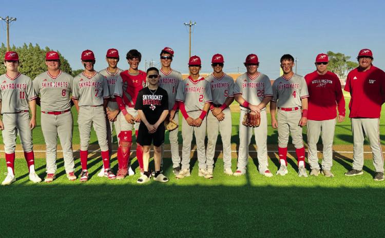 The Wellington Skyrockets pick up a 3-2 win over Lockney Tuesday, April 15. The Red River Sun/Shauna Salinas