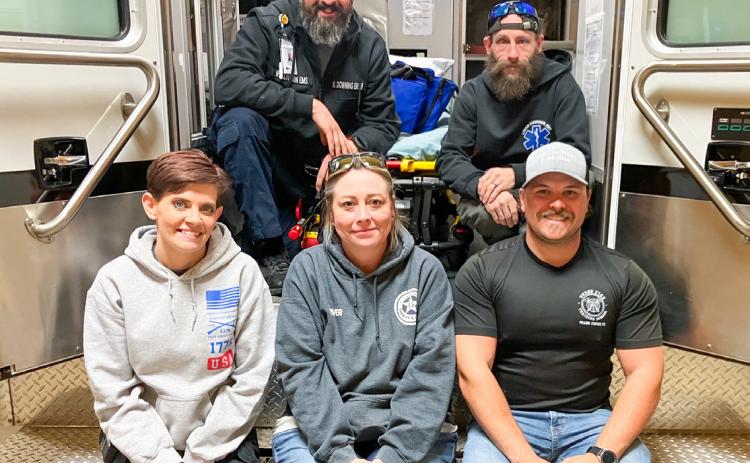 Wellington Emergency Medical Services leadership staff pauses for a rare respite from its intense ministry of caring for the citizens of Collingsworth County. Front row, from left: Administrator Samantha Blacksher, Secretary Krystle Tarver, Vice President Ethan Cummings. Back row, from left: President Noah Downing, Board Member Logan Cummings. Not pictured, Board Member Charmayne Hampton. Neal Odom