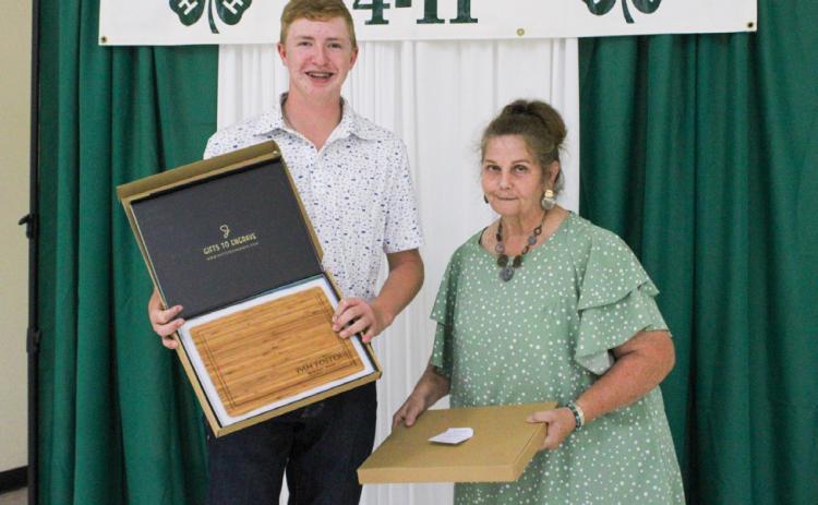 Sterling Bruce receives the second-ever Pam Foster Memorial Award at the 2025 Childress County 4-H Year End Banquet Monday, Aug. 25 at Fair Park City Auditorium. The Red River Sun/Elizabeth Tanner