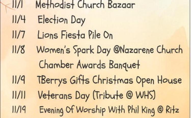 Looking for fun fall entertainment? Check out the list of November events compiled by Collingsworth County Chamber of Commerce. For additional information, visit the Collingsworth County Chamber of Commerce on Facebook. Collingsworth County Chamber of Commerce