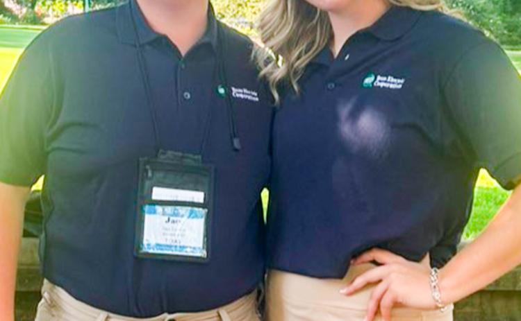 Jace Darrow, of Wellington, and Kate Shaw, of Clarendon, pause for a moment on the lawn of the U.S. Capitol during their recent weeklong Government-in-Action Youth Tour of the nation’s memorials, museums and Capitol in Washington, D.C. COURTESY PHOTO