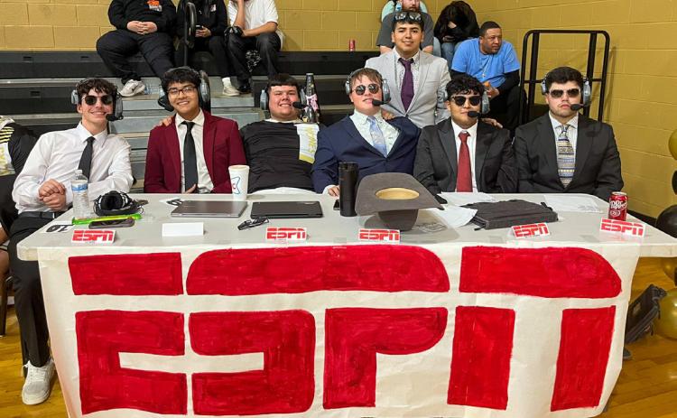 The Memphis High School student section, donned in suits and ties, brings ESPN GameDay to their court as the Memphis Cyclones and Lady Cyclones took on Clarendon Friday, Feb. 6 in Memphis. Memphis ISD