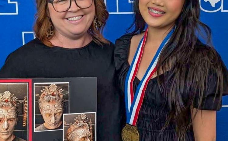Childress High School’s Lyly Dinh places third in Theatrical Design – Hair and Makeup at the 2025-2026 State UIL Contest Friday, May 15-Saturday, May 16 at the Austin Independent School District (ISD) Performing Arts Center. For the challenge, designers were required to incorporate four wedding elements — something old, something new, something borrowed and something blue — into their “The King Stag” fantasy character challenge. CHILDRESS ISD