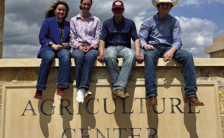 Childress Future Farmers of America (FFA) members, from left, Maddi Bryant, Shadin Zuber, Riggin Brents, Jett Teague compete at the Tarleton Invitational Career Development Events (CDEs), held Thursday, March 23 at Tarleton State University. Photo Courtesy of Childress FFA