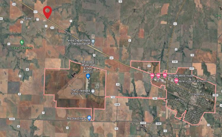 A two-vehicle crash on U.S. 287, approximately seven miles northwest of Childress, resulted in two deaths Thursday, Aug. 24, according to the Texas Department of Public Safety (DPS). Courtesy Graphic