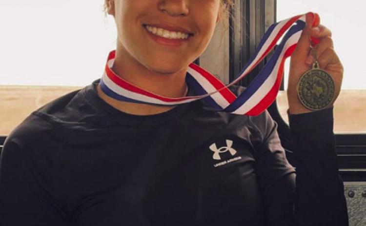 Memphis’ Jaelyn Gaxiola is the 100-meter hurdle area champion, setting a personal record of 16.65 at the UIL 2A Area 1-2 Meet Wednesday, April 10 in Wellington. Courtesy Photo