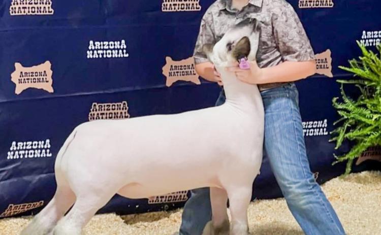 Wellington High School freshman Baron Mitchell takes fourth place in the Class 24 Medium Wool Lamb Division at the recent Arizona National Livestock Show in Phoenix. Mitchell’s next show will be the Collingsworth County Livestock Show on Saturday, Jan. 17 at Wellington Fairgrounds. Wellington High School