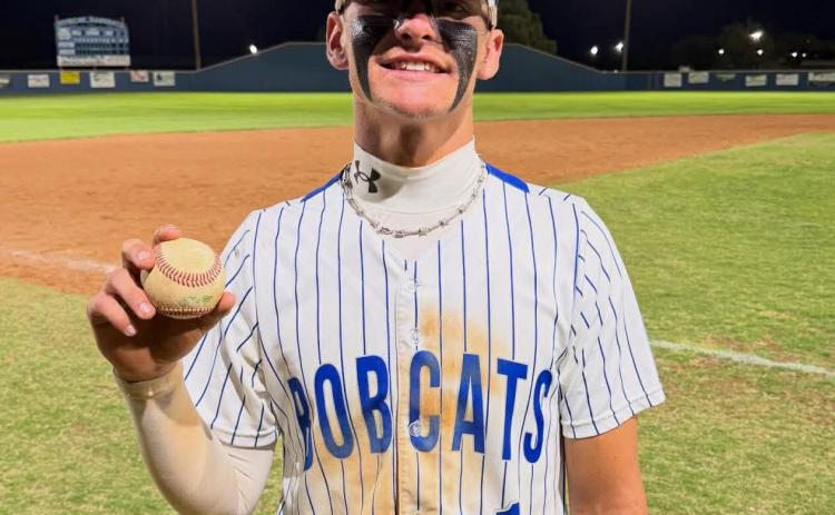 Creedan Bell hit a two-run homerun Tuesday night in the Bobcats’ victory over Altus. The Cats will face Tulia at home April 17 at 4:30 p.m. followed by a junior varsity game. PHOTO / CHILDRESS BOBCAT BOOSTERS
