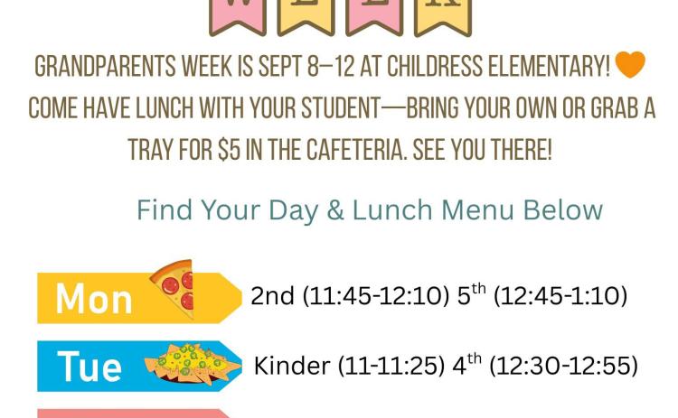 Childress Elementary School to celebrate Grandparents Week