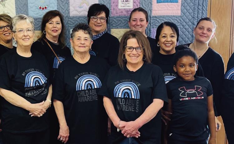The Collingsworth County Child Protective Service Child Welfare Board gathers Saturday, March 29 to finalize plans for April’s Child Abuse Awareness activities. Front row, from left: Catrina Moody, Carol Bodine, Saunna Blacksher, Cristin Davis, guest Alivah McGrady. Back row, from left: Donnie Carter, Jackie Johnson, Hattie Sanderson, Samantha Bohannon, Maria Granados, guest Courtney Butler, Phyllis Floyd.