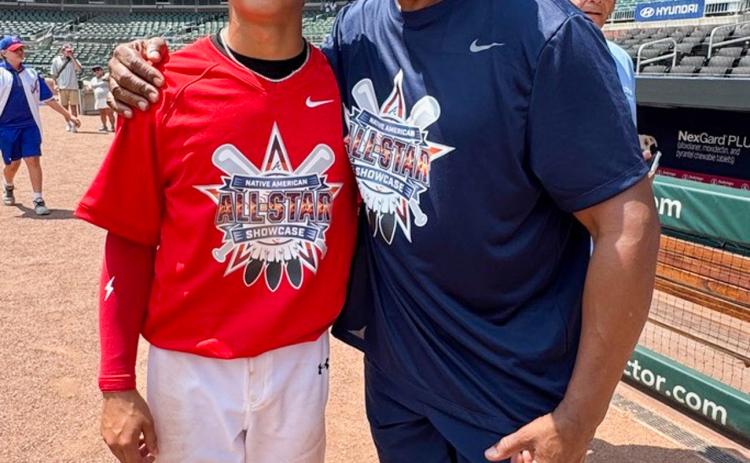 Coached by former MLB players and coaches during the Native American All-Star Showcase, former Skyrocket TJ Salinas embraced his time spent with Julio Franco, a former professional baseball infielder and coach. The Red River Sun/Shauna Salinas