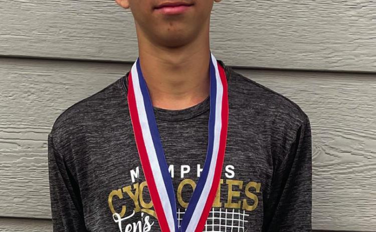 Ryder Robison places second in the boys’ singles during the District Invitational Wednesday, March 22 in Vernon, qualifying for the upcoming regional meet.