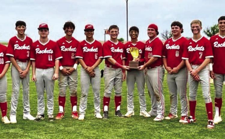 The Wellington Skyrockets defeat the Memphis Cyclones in a 9-8 district championship win Tuesday, April 22. Courtesy Photos