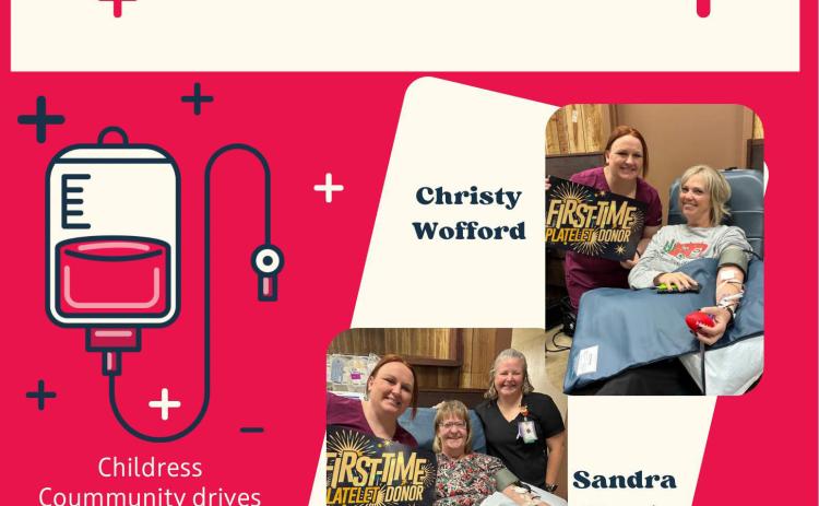Childress Blood Drives recognizes first-time platelet donors