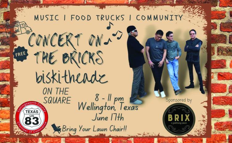 Biskitheadz, a Southwest Oklahoma classic rock band, will perform at the Collingsworth County Chamber of Commerce Concert on the Bricks from 8-11 p.m. Saturday, June 17. Courtesy Image