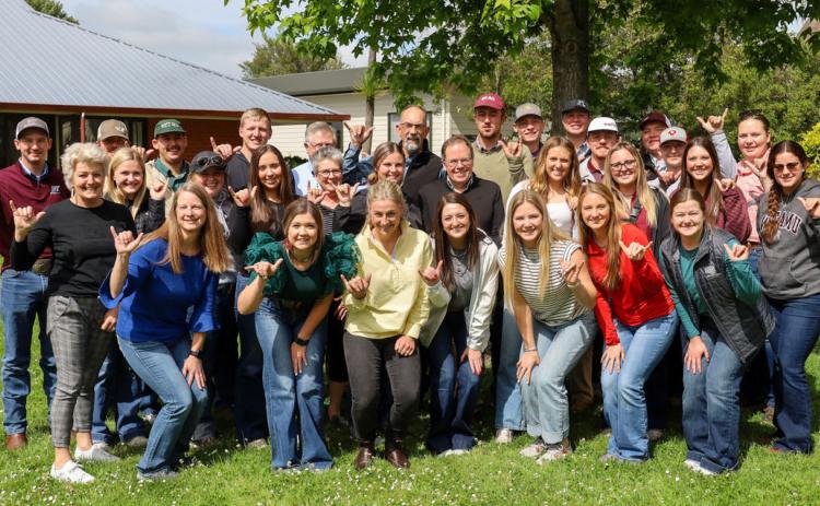 Payton Darrow, front row, second from right, gets a tour of the West Melton Estate Winery in Melton, New Zealand during her November study abroad experience. Courtesy Photos