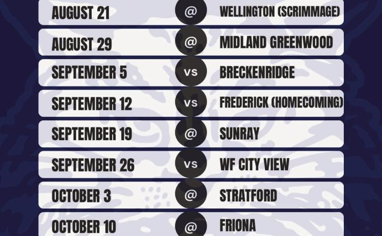 With two-a-days just around the corner, the 2025 Childress Bobcat Football schedule was recently released. The Bobcats will kick off the official season against Greenwood Friday, Aug. 29, with scrimmages beginning two weeks earlier on Friday, Aug. 15. Courtesy Graphic