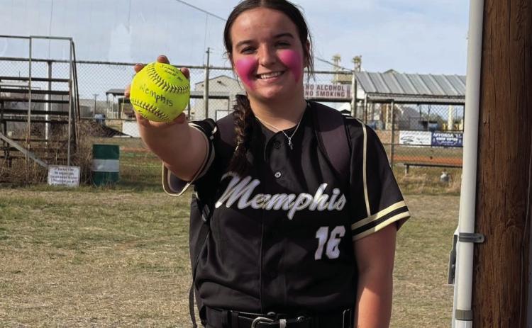 Memphis’ Kali Murphy hits a homerun against Clarendon Monday, March 24 in Memphis. Memphis ISD